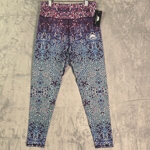 NWT New Lotus Leggings Purple Blue Gradient Ombré Size Large